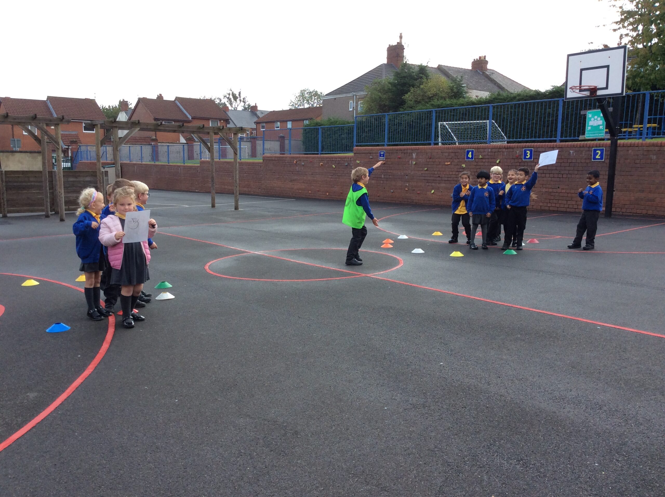Year 1 taking their maths learning outdoors.